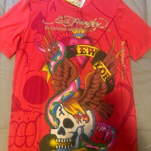 Ed Hardy Vibrant Red Graphic Tee